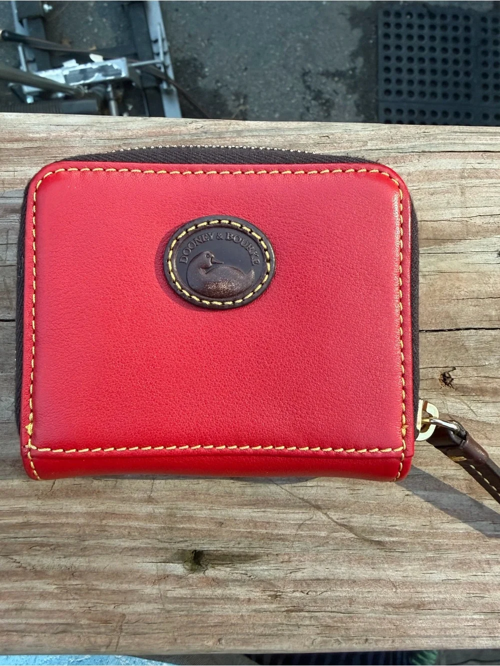 Vintage Dooney & Bourke Red Leather Bifold Wallet